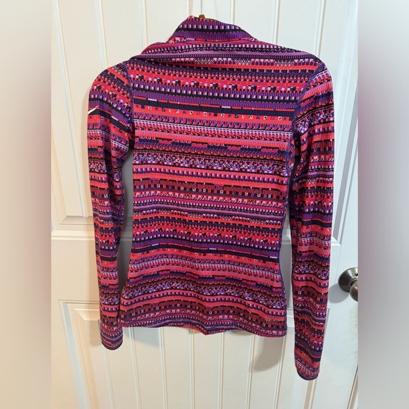 Nike Pro Dri Fit Pink and Purple Aztec Half Zip Long Sleeve - Picture 7 of 7